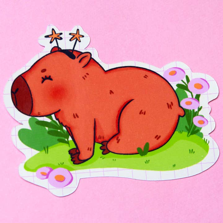 Autocollant Capybara pour la vente par Pollygone Illustration