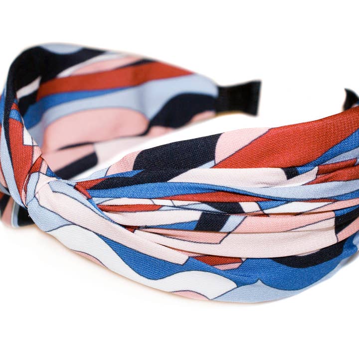 Amelia Turban Alice Band - HAB392 BLUE/MAROON for wholesale by Hepburn & Co.