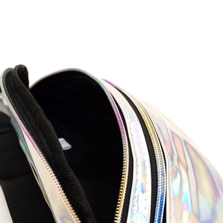 Selini New York - Wholesale Belt Bag - Women's - Silver Iridescent Holographic Waist Fanny Pack - LFBG13006