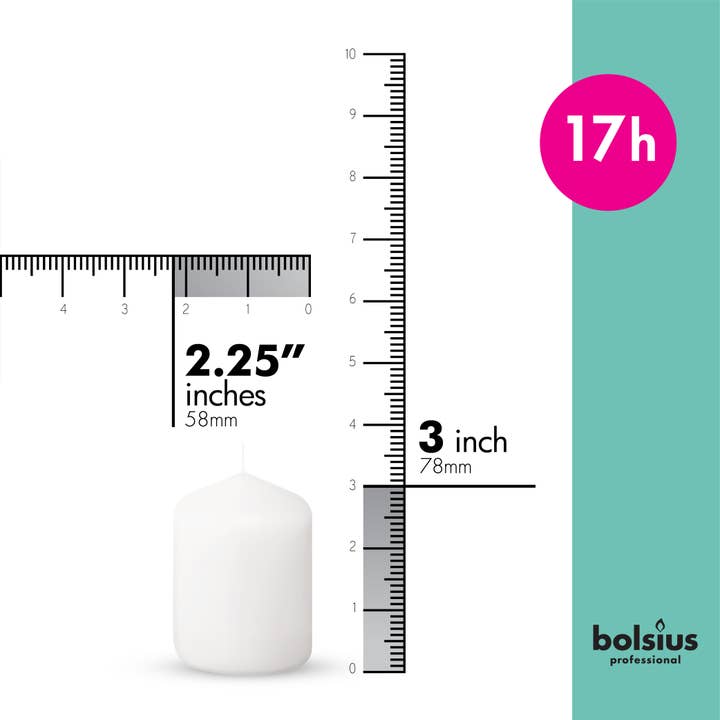 BOLSIUS - Wholesale Pillar Candle - 2.25 X 3" Bulk Pillar Candles Unscented Decor Pillar - White