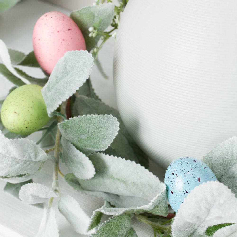 Factory Direct Craft - Wholesale Bunting/Garland - Artificial Lambs Ear and Easter Egg Garland  Spring Greenery2