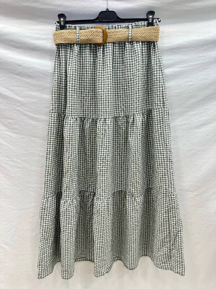 Mimi & Gogo - Wholesale Skirt - Women's - Gingham Cotton Skirt @3409_JuVichyGaze2