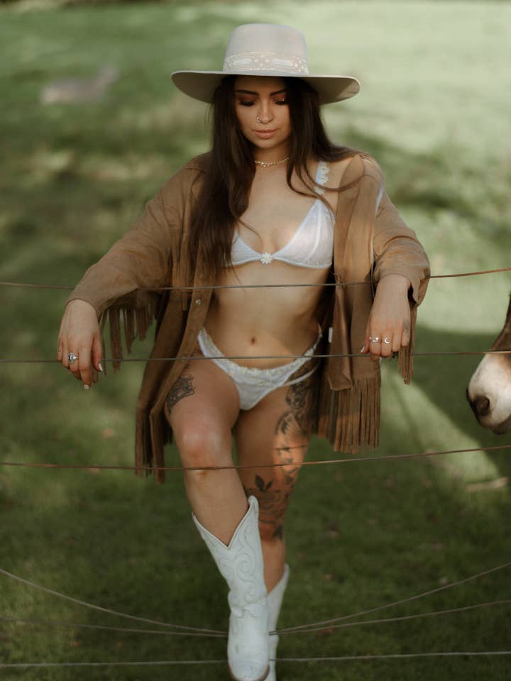 Courtney White Daisy Triangle Bralette for wholesale by Sophie Rutherford Intimates