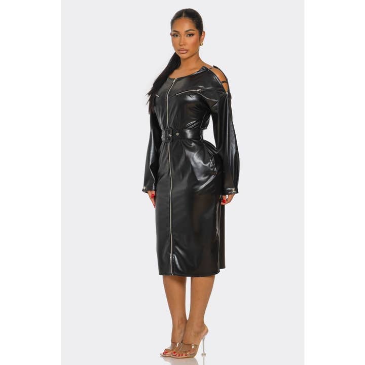 Faux Leather Midi Dress for wholesale by DORCAS
