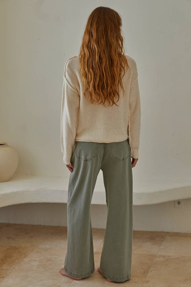 Elfenben W1155 | Strikket Sweater Rund Hals Langærmet Pullover Top for engroshandel på Faire3