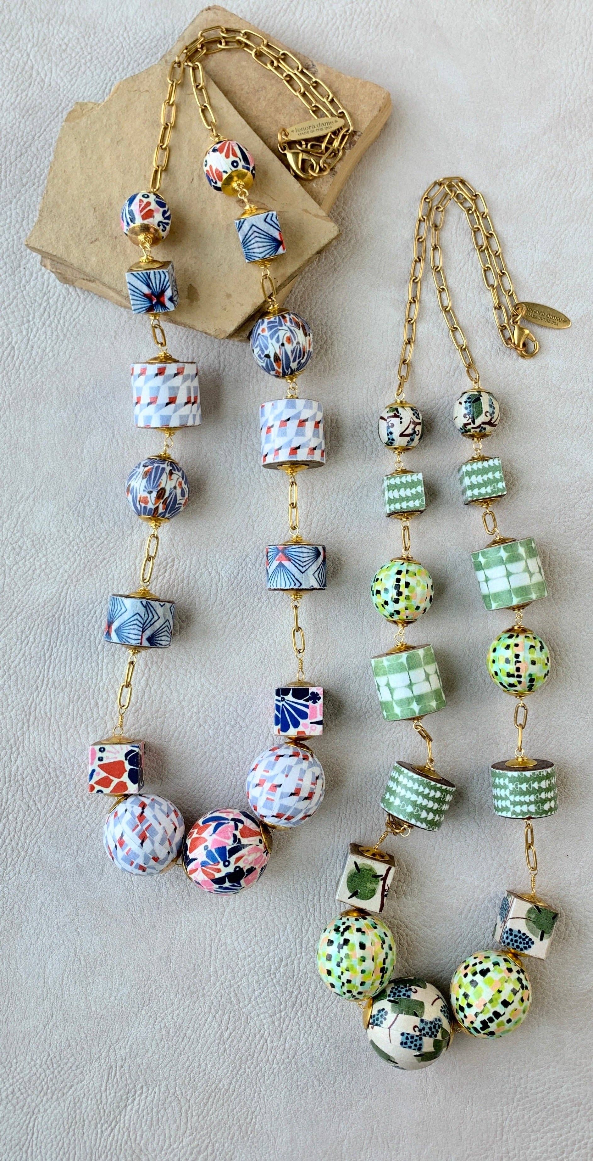 Lenora Dame - Wholesale Beaded/Pearl Necklace - Folk Art Linked Wooden Bead Necklace5