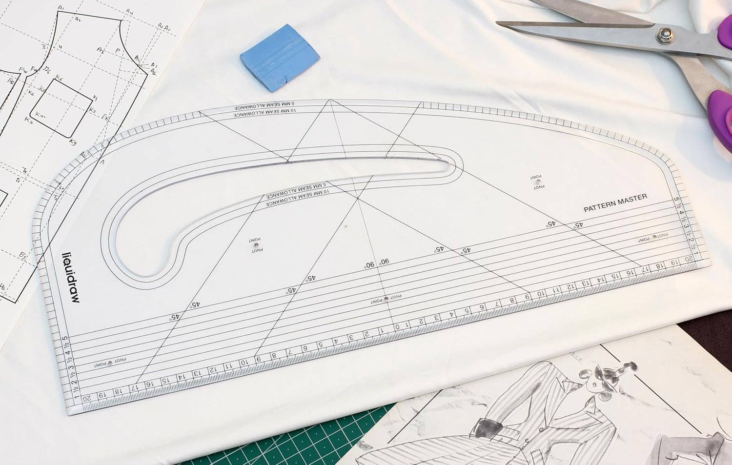Liquidraw - Wholesale Craft Tool - Liquidraw Pattern Maker & Grading Ruler Set For Pattern Marking | Multipurpose Imperial & Metric Tool for Cutting | Quilting Sewing Ruler For Dressmaking | Ideal for Sewing & Fashion Design5