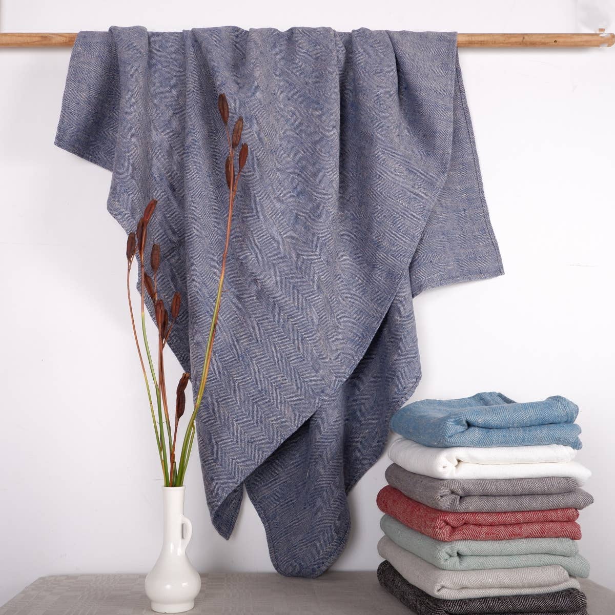 NorraVilla - Wholesale Bath Towel - Herringbone Linen Towel - Mint4
