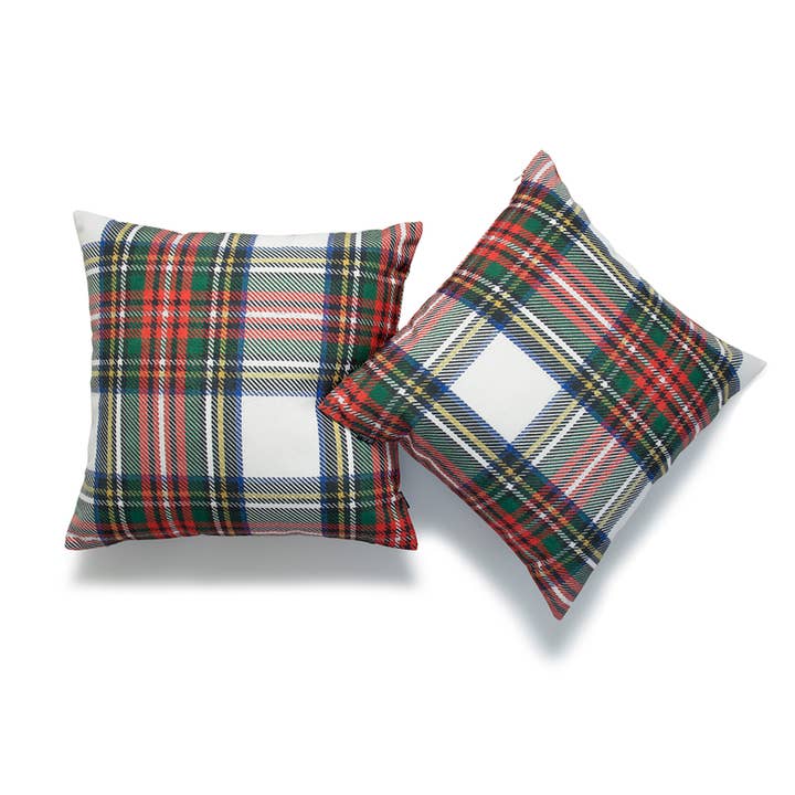 Holiday Throw Pillow Cover, Royal Stewart Tartan Plaid, Gray for wholesale by Hofdeco