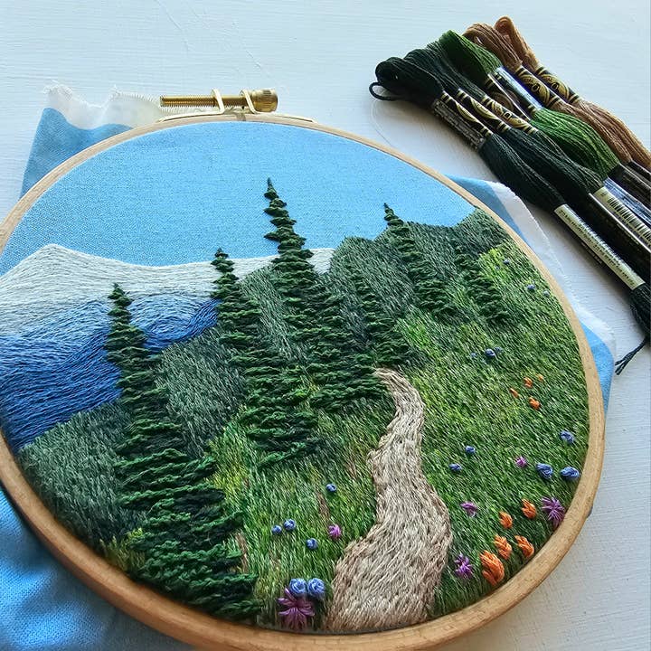 Jessica Long Embroidery - Wholesale Embroidery/Cross Stitch Supplies - "Happy Trails" Landscape Embroidery Kit3