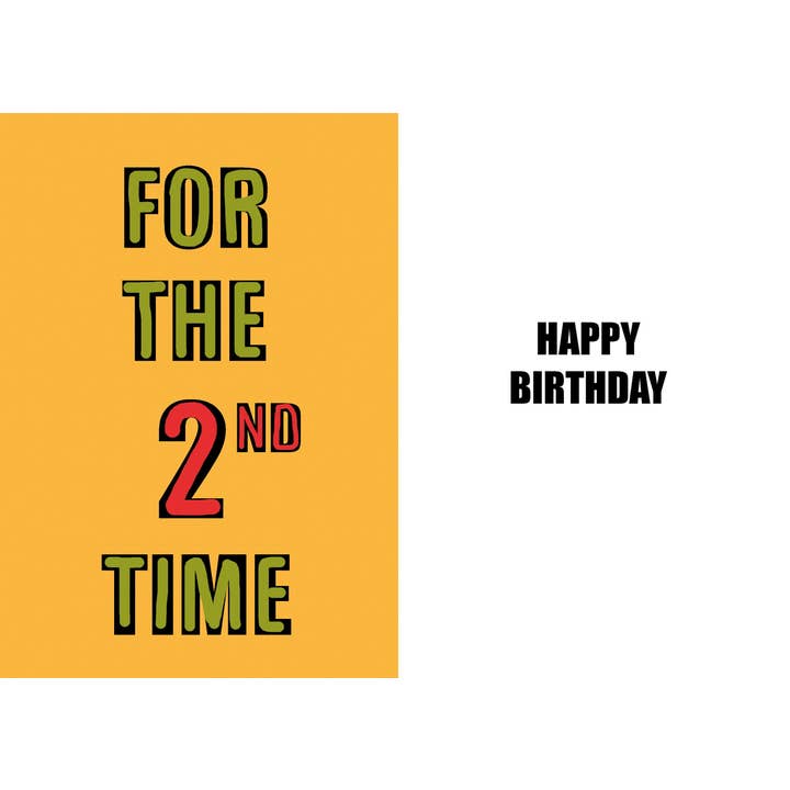 Carte d'anniversaire amusante pour un 2e anniversaire avec de l'humour spirituel pour la vente par Duggoons Greeting Cards