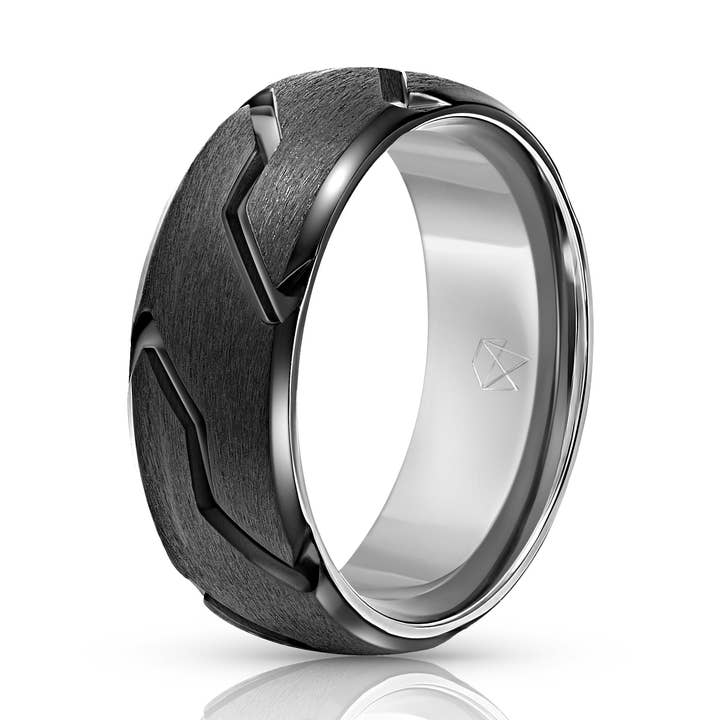 Titanium Ring - Black Striker for wholesale by EMBR