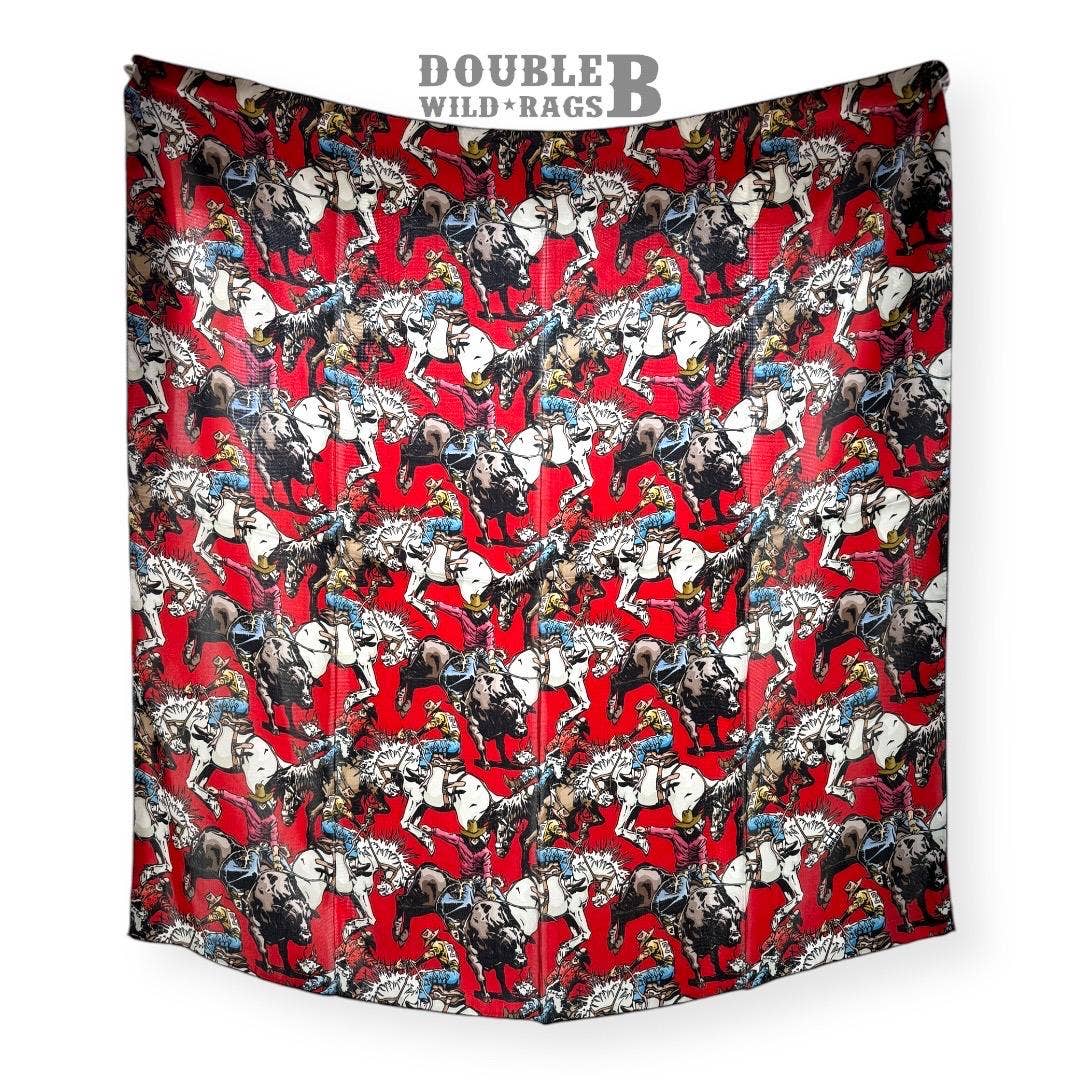 Double B Wild Rags - Wholesale Scarf - Women's - 100% Silk Wild Rag Roughstock Riders Saddle Bronc Bareback Bull rider on Red neck scarf by Double B Wild Rags1