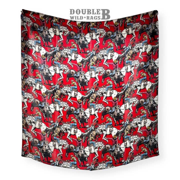Double B Wild Rags - Wholesale Scarf - Women's - 100% Silk Wild Rag Roughstock Riders Saddle Bronc Bareback Bull rider on Red neck scarf by Double B Wild Rags1
