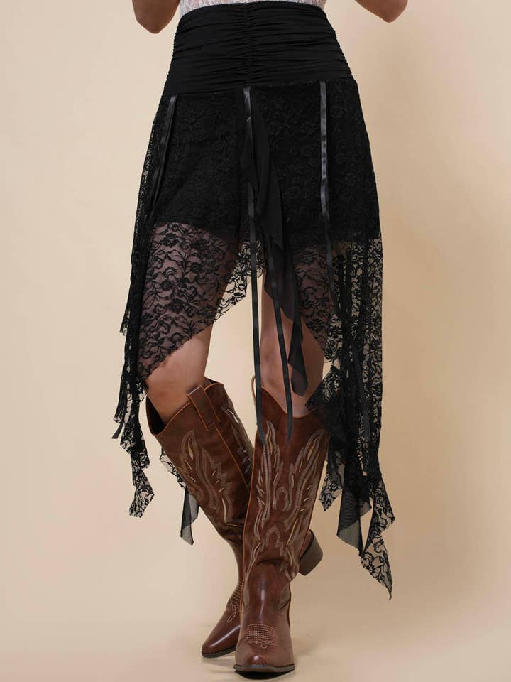 Ladies Floral Lace Inregular Hem Skirt SKS41020 for wholesale by Sweetkama