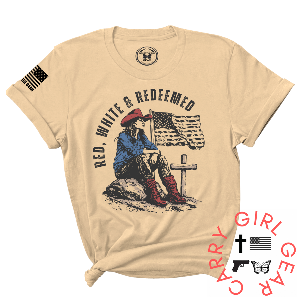 CG GEAR - Wholesale Screen Printed T-Shirt - Women's - RED, WHITE & REDEEMED TEE2