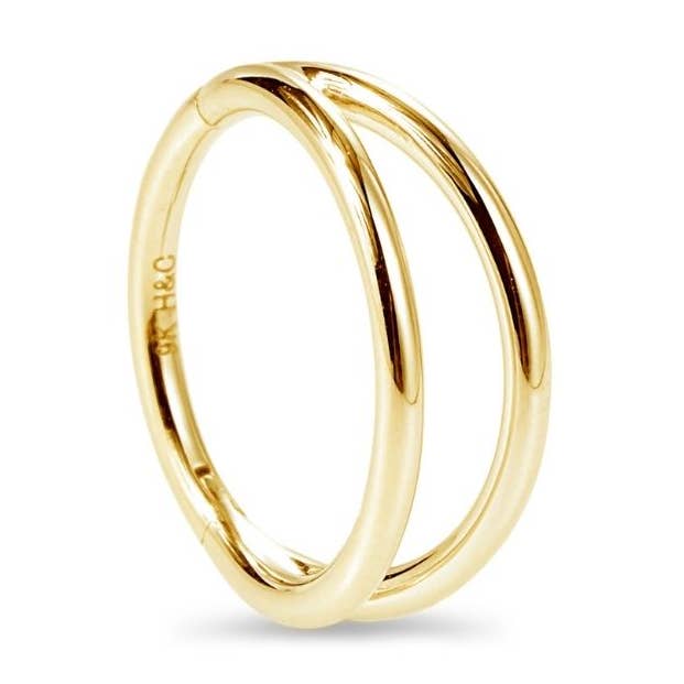 Boucle d'oreille segment à charnière à double bande en or jaune massif 9k Anelli pour conque pour la vente par Helix & Conch