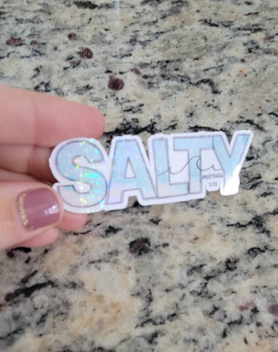 Dashmonograms - Venta al por mayor Pegatina - Adhesivo de vinilo Be Salty, Matthew 5:13, resistente al agua5