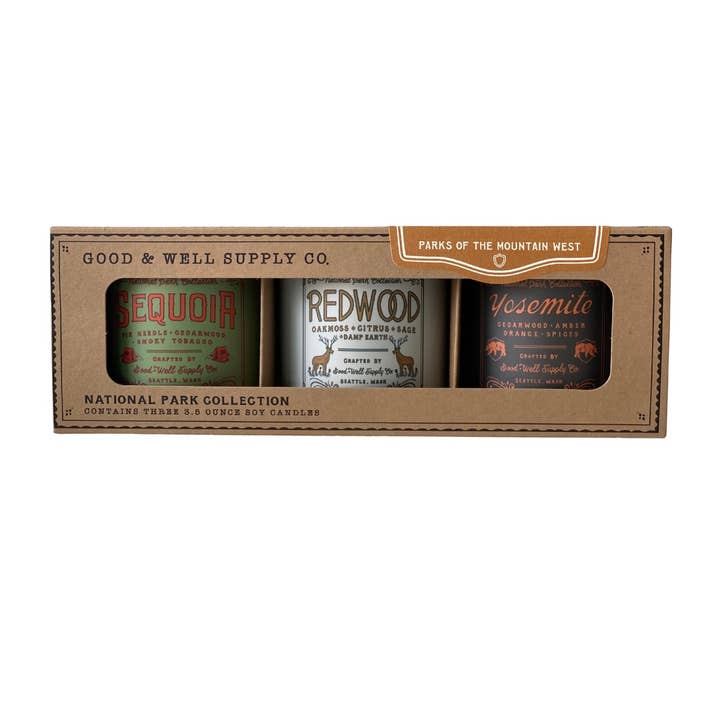 Good & Well Supply Co. - Wholesale Travel Candles - National Parks of the Mountain West Mini Candle Gift Set