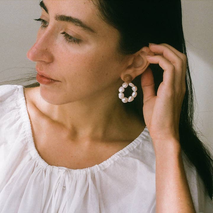 Pearl Moon Earrings for wholesale by Sophie Monet