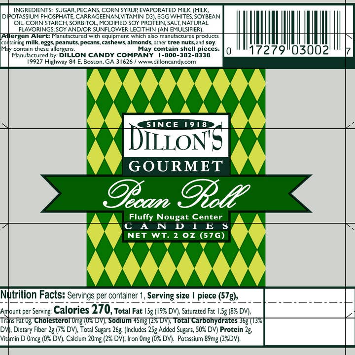 Dillon Candy Company - Wholesale Nougat - Roll, Pecan Log, 2oz., Handmade1