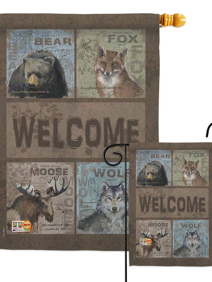 Bandera de decoración de vida silvestre de animales salvajes de bienvenida para venta al por mayor de Two Group Flag Co
