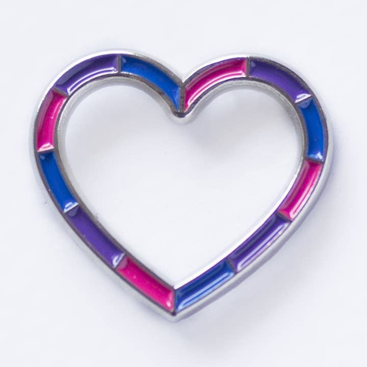Bi Heart Pin for wholesale by Rising Violet Press
