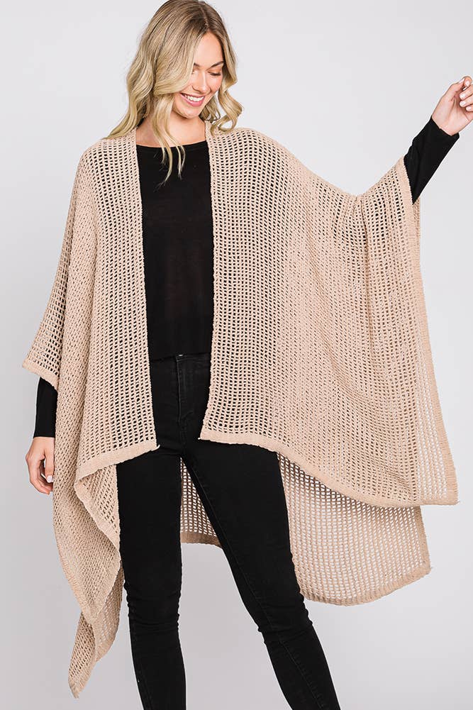 Hana - Wholesale Cardigan - Dames - Solid Chenille Crochet Ruana56