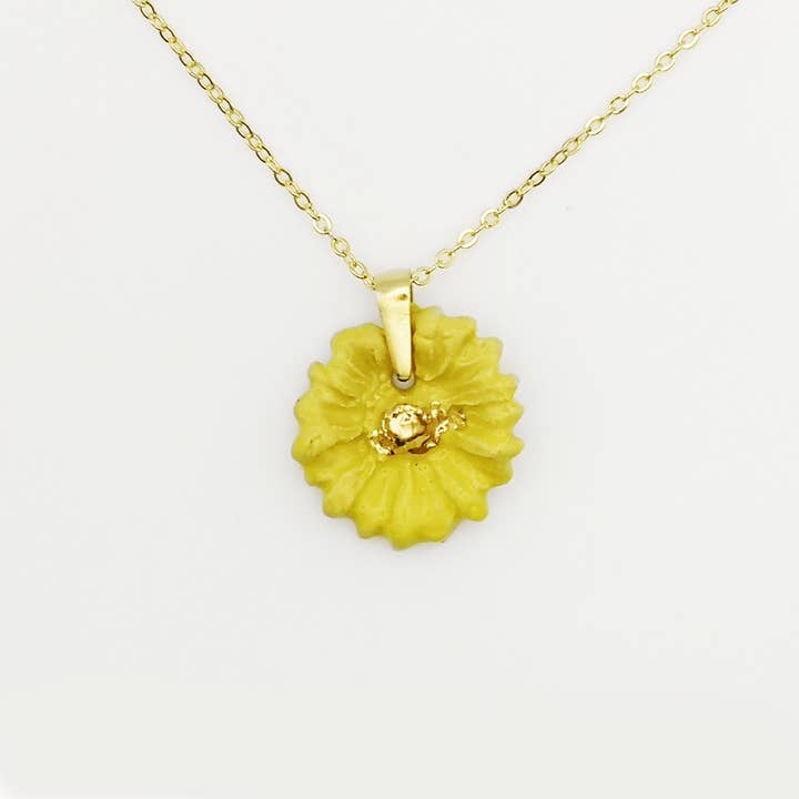 Collier fleur jaune Marguerite fait main Provence for wholesale by Corinne Ceramique