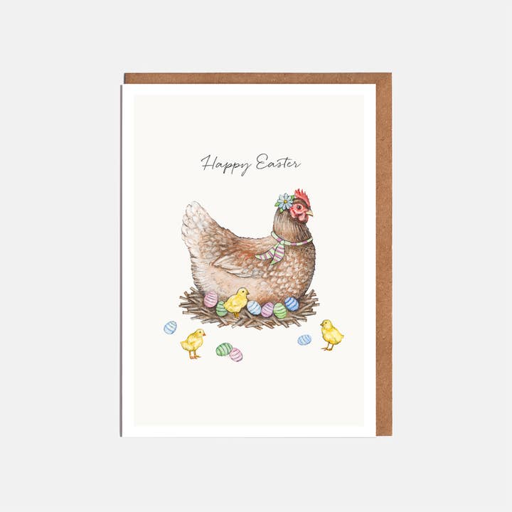 Chicken & Chicks Easter Card - 'Happy Easter' for wholesale by Lottie Murphy