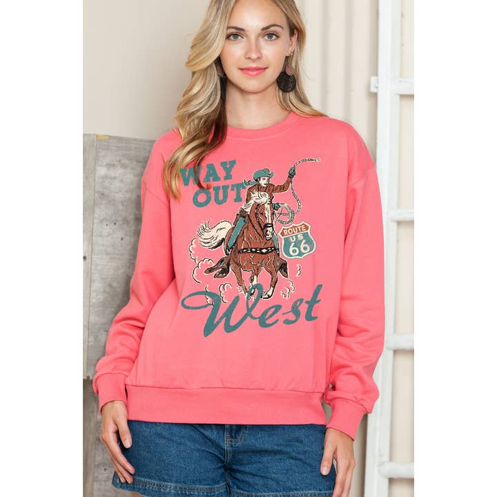 Amused by Blue - Wholesale Sweatshirt - Women's - Route 66 - Crewneck Sweatshirt