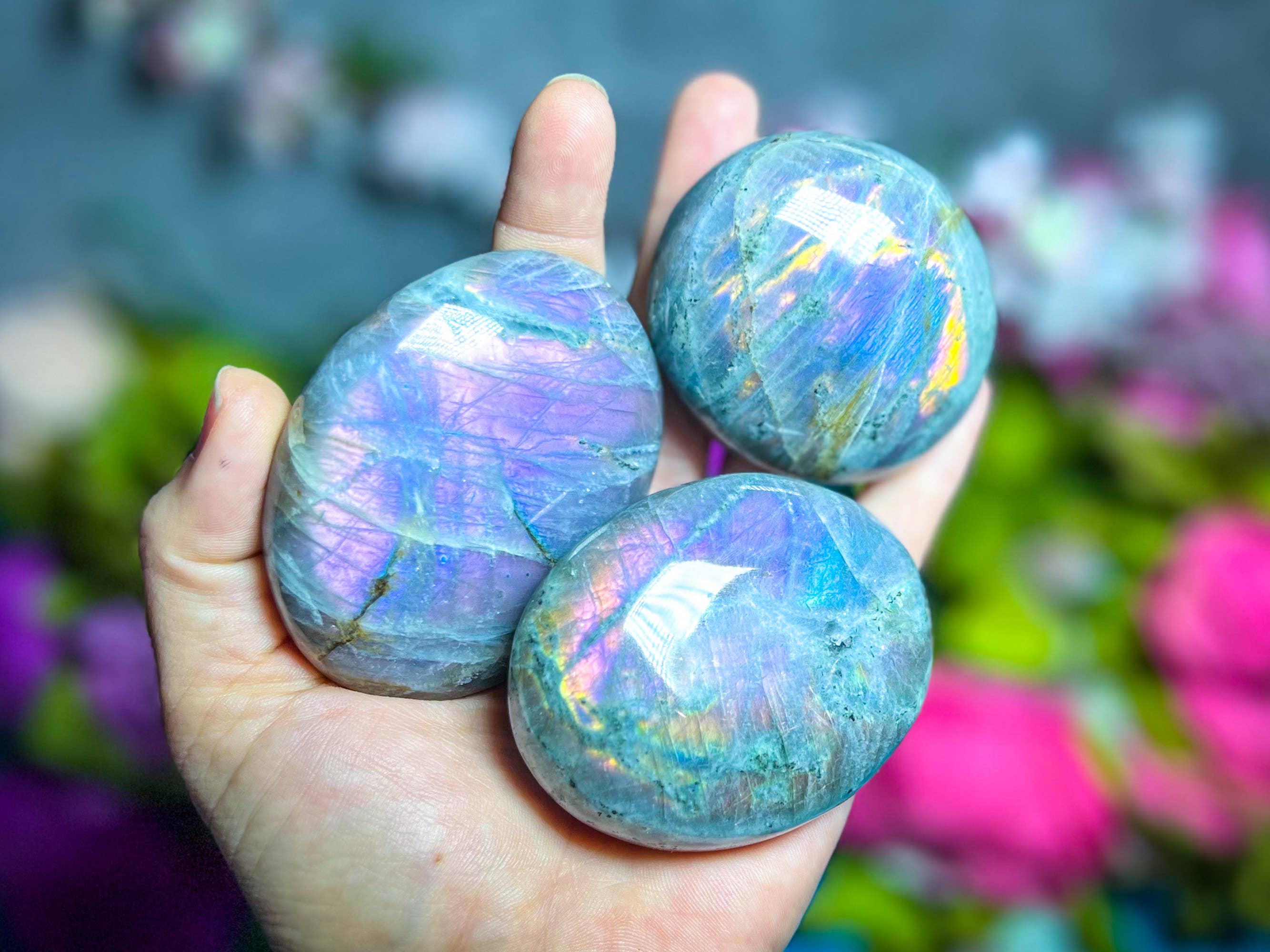 Wholesale Ethically Sourced Purple Labradorite Crystal Palmstones for