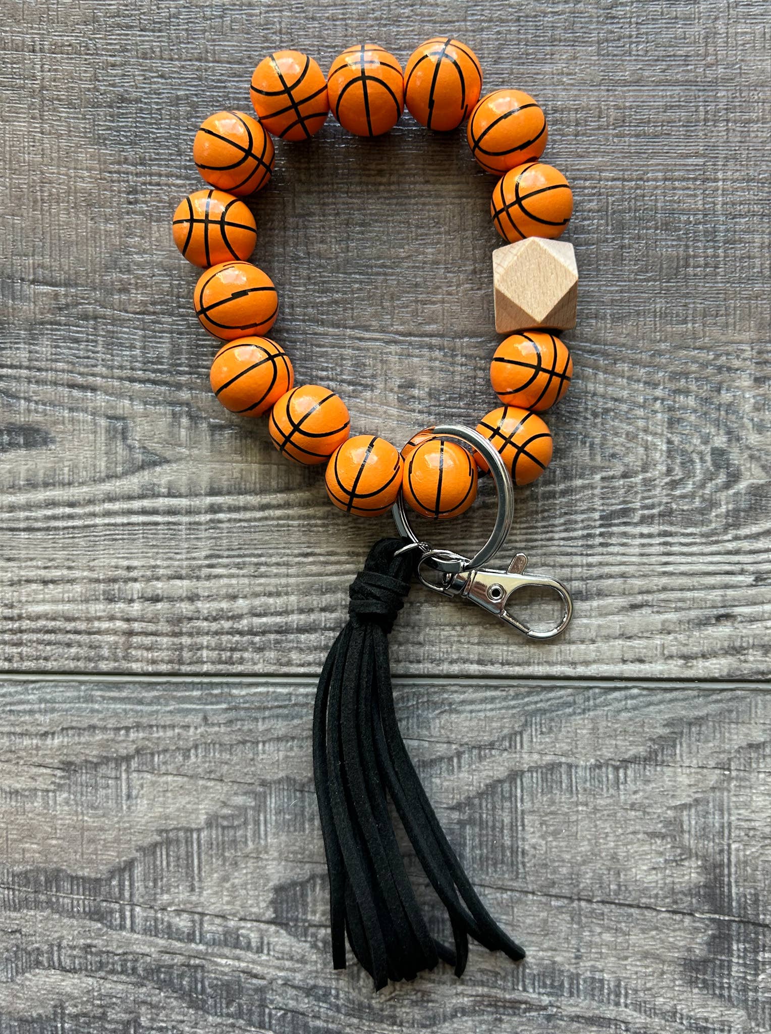 JILLIAN INK LLC - Wholesale Keychain Bracelet - Sports Keychain with Wooden Beads 12