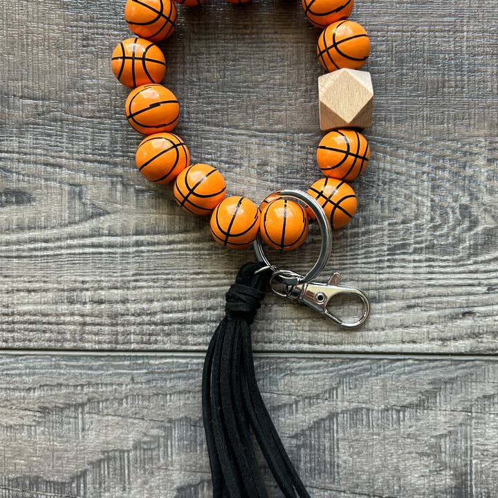 JILLIAN INK LLC - Wholesale Keychain Bracelet - Sports Keychain with Wooden Beads 12