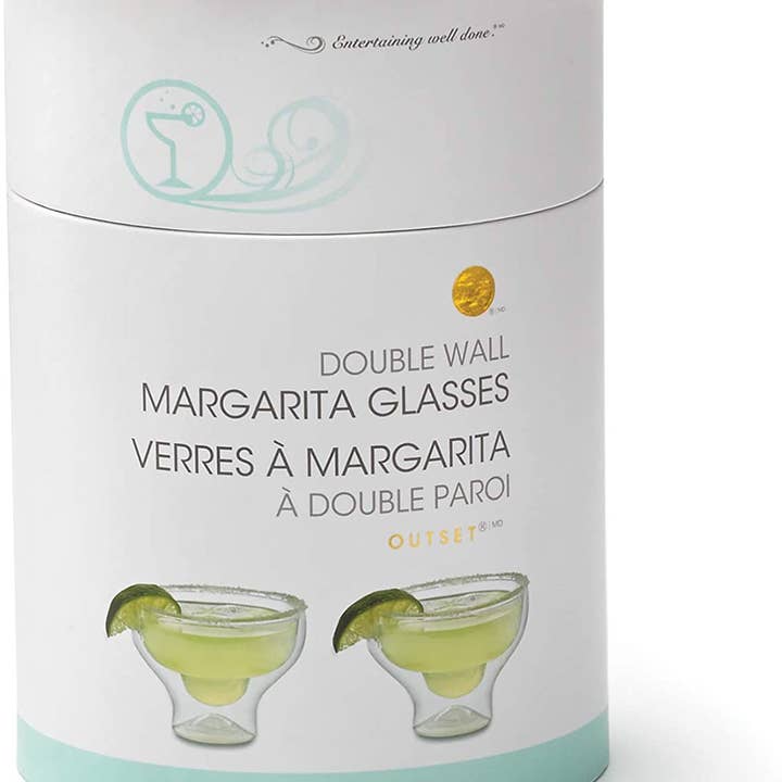 Fox Run Brands - Wholesale Cocktail/Liquor Glass - Outset Margarita Glasses, Set of 2, 4" x 3.25" x 3.5"