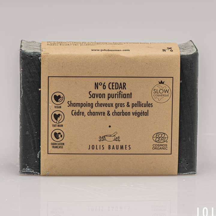 Sapone detox e purificante al cedro per corpo e capelli - carbone vegetale per la vendita all'ingrosso da parte di Jolis Baumes