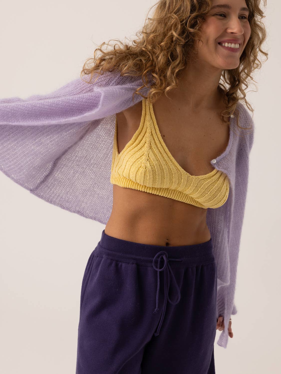 Skraistas: Lilac Silk & Mohair Cropped Cardigan  for wholesale on Faire1