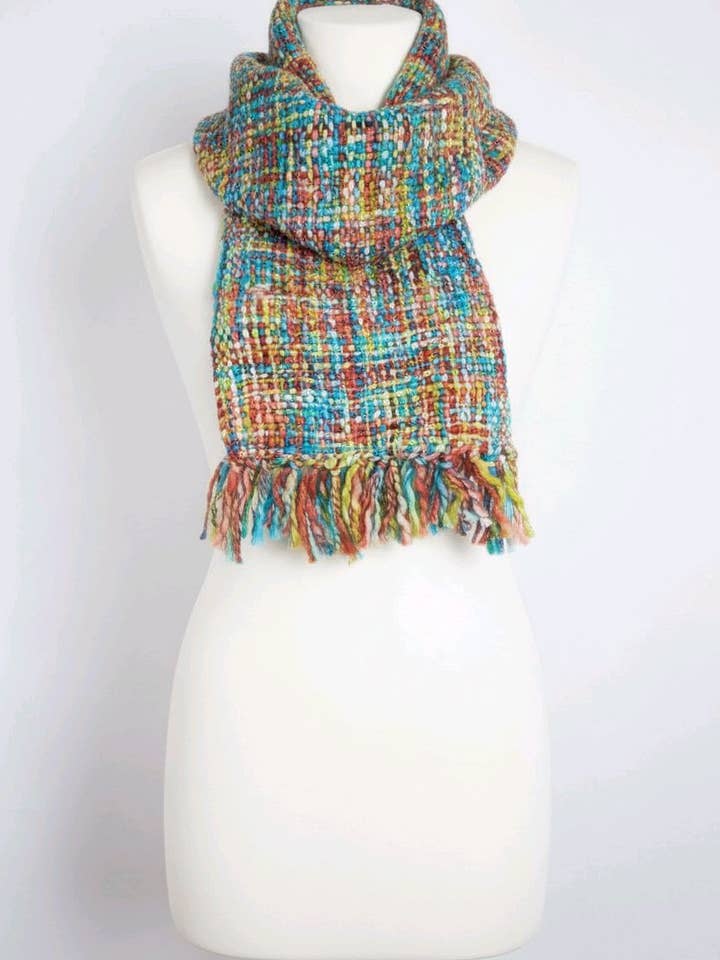 Ladies Chunky Tweed Soft Winter Scarf - Blue and Red Mix for wholesale by Cool Trade Winds