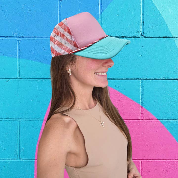 Scratch Decor - Wholesale Trucker Hat - Women's - Peppermint Stripe Candy Cane Christmas Trucker Foam Hat