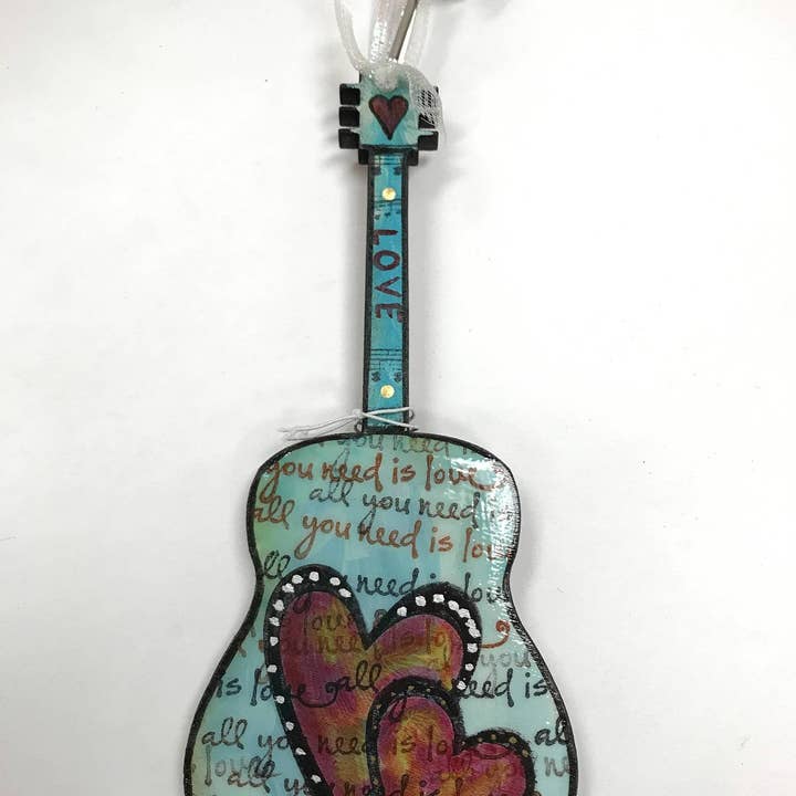 All You Need Is Love, Guitar Ornament for wholesale by Clever Clogs Art