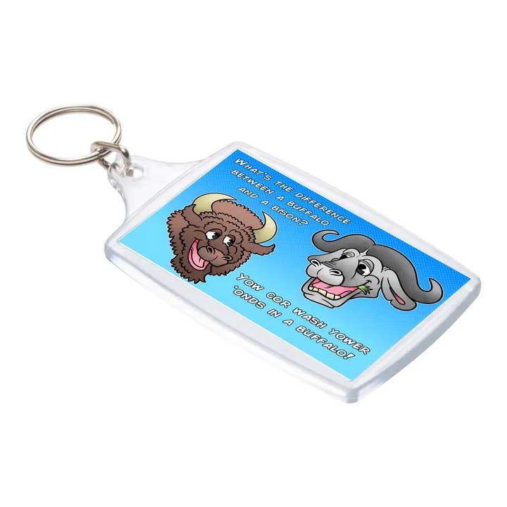 Buffalo and Bison! Joke Keyring for wholesale by Black Country Cards