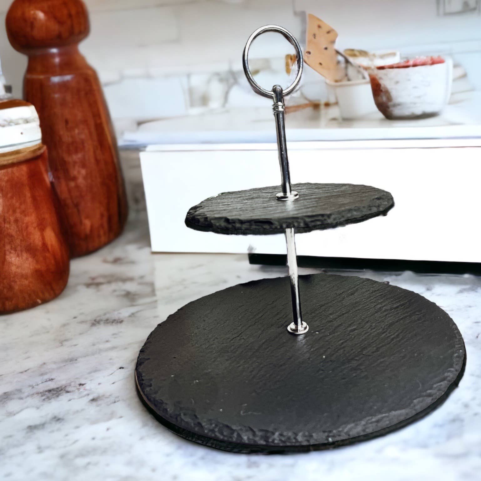 Gia Roma – wholesale Serving tray – Slate Tiered Trays with Handle, Natural Stoneware Handmade22