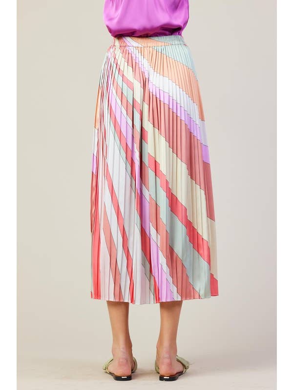 Multi Stripe Pleated Multi-Stripe Midi Skirt for wholesale on Faire3