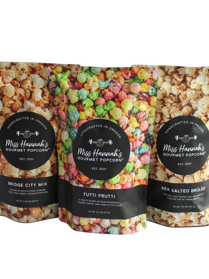 Snack Bags / Variety Case of 50 for wholesale by Miss Hannah's Gourmet Popcorn