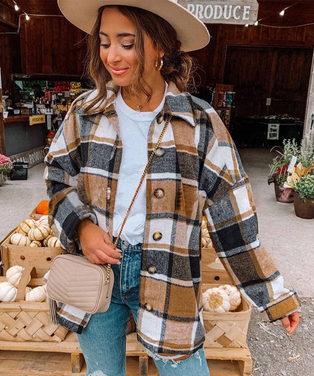 Aria Romance - Wholesale Cardigan - Women's - Checkered Shawl Collar Cardigan0