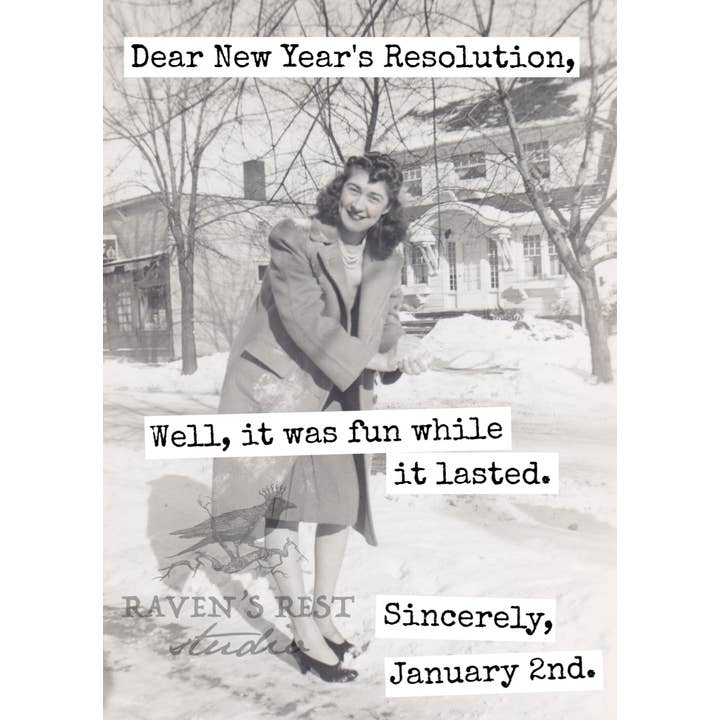 Dear New Year's Resolution, Well, It Was Fun While It Lasted for wholesale by Raven's Rest Studio