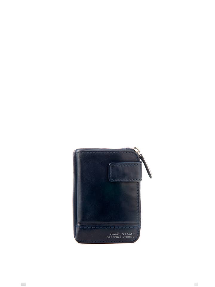 Porte-monnaie en cuir délavé bleu pour la vente par Stamp