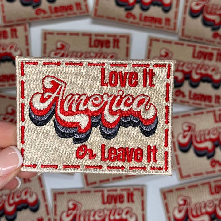 America Love it or Leave it, Patriotic patches, trump, USA for wholesale by Aloe and Milk Boutique