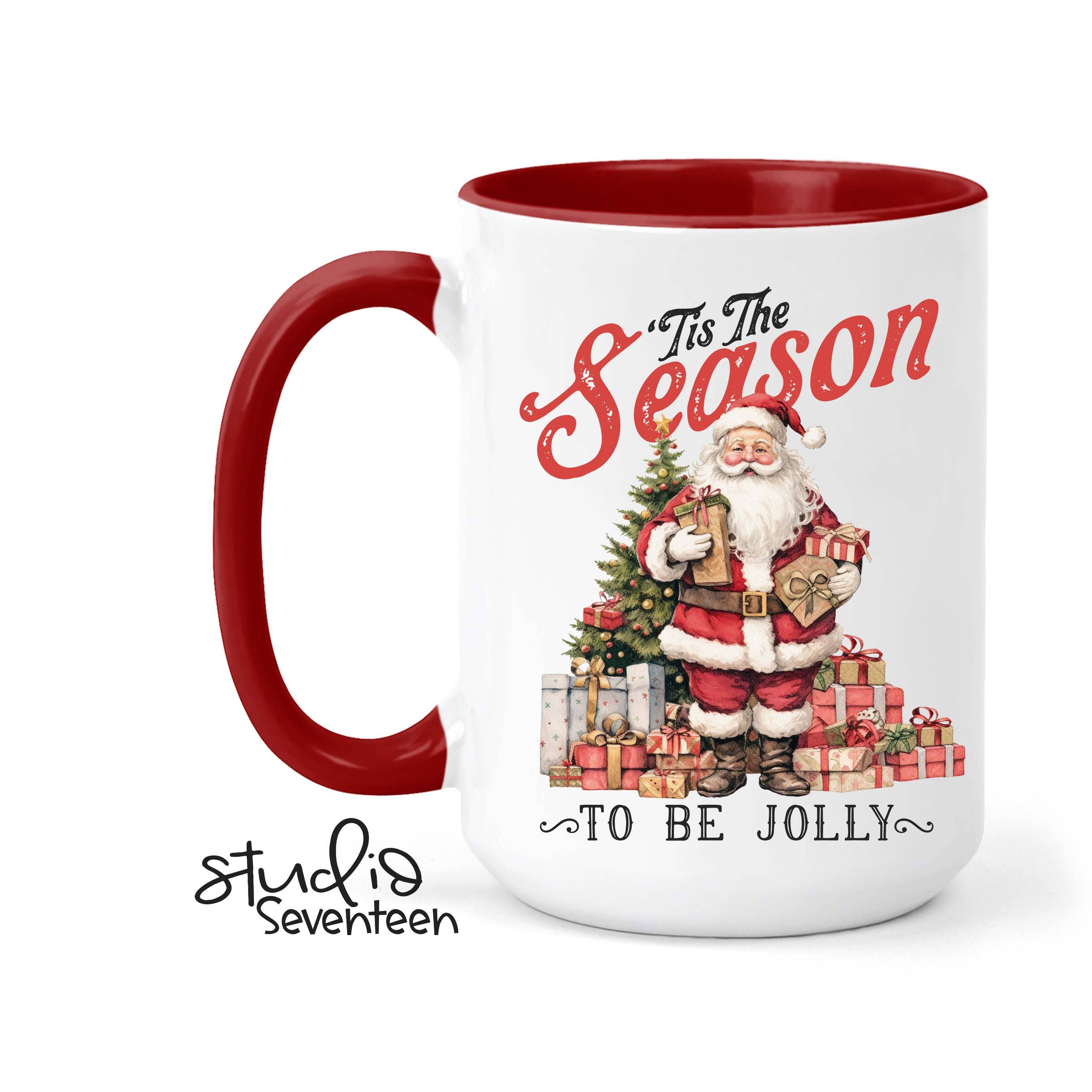 Studio Seventeen - Wholesale Coffee Mug - Tis The Season To Be Jolly Coffee Mug with Vintage Santa2