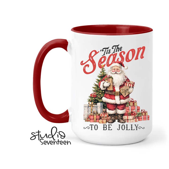 Studio Seventeen - Wholesale Coffee Mug - Tis The Season To Be Jolly Coffee Mug with Vintage Santa2